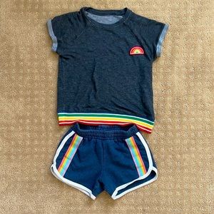 Tiny Whales Rainbow Short and T-Shirt Set.